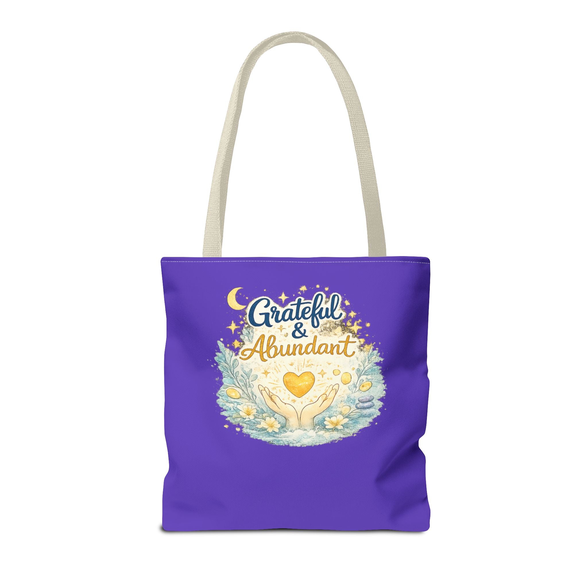 Grateful & Abundant Purple Tote Bag — Inspirational Everyday Shopper