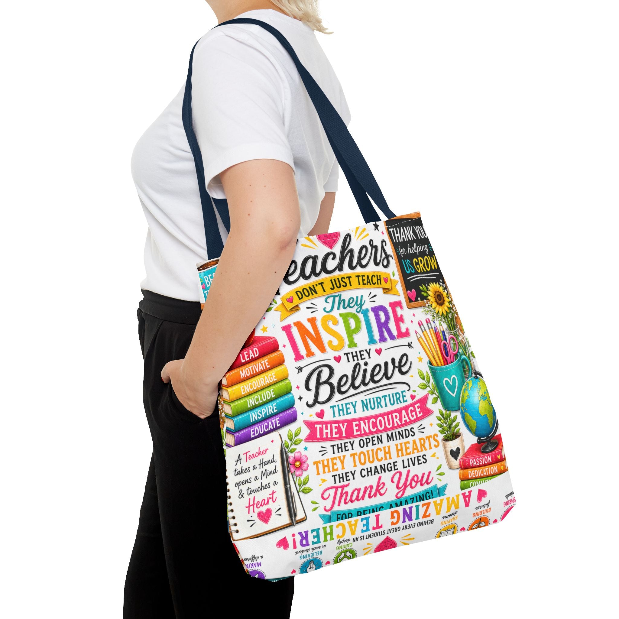 Teacher Appreciation Tote Bag — 'Teachers Inspire, They Believe' All-Over-Print Gift Tote