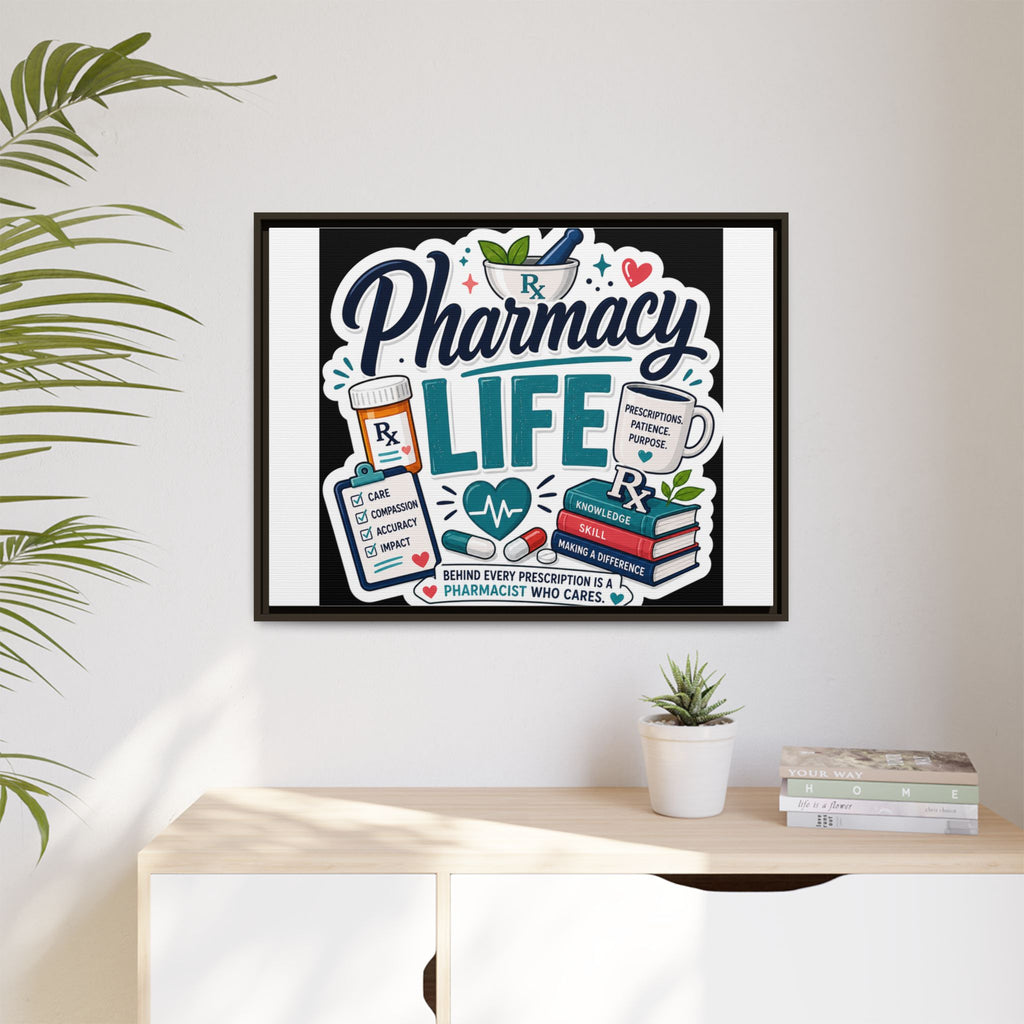 Pharmacy Life Framed Canvas Art — Colorful Pharmacist Wall Decor