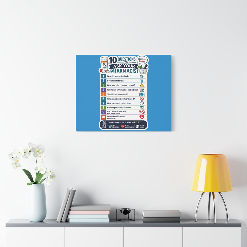 Pharmacist Questions Canvas Print — "10 Questions to Ask Your Pharmacist"