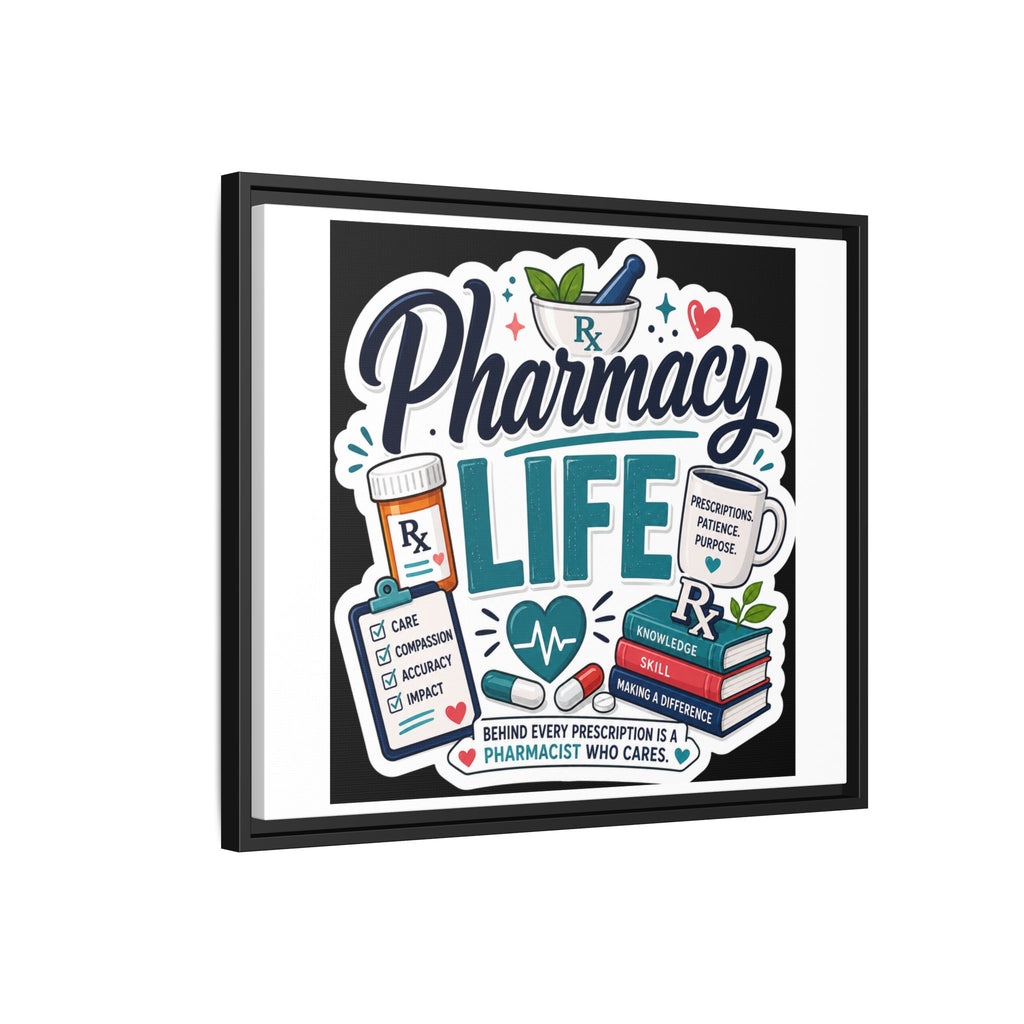 Pharmacy Life Framed Canvas Art — Colorful Pharmacist Wall Decor