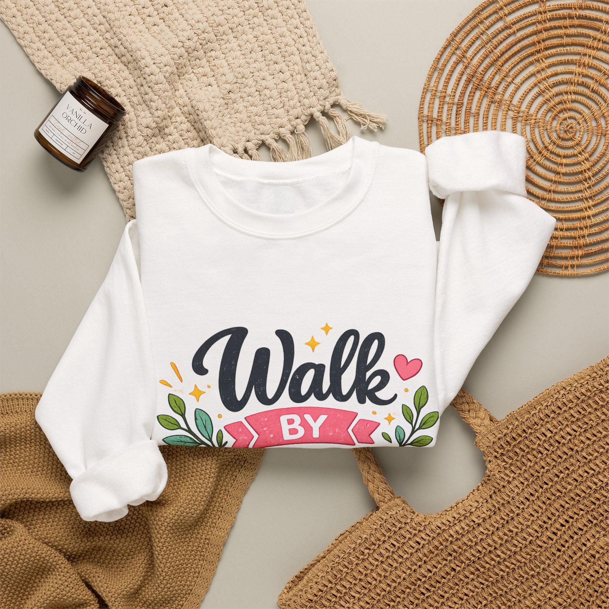 Walk By Faith Crewneck Sweatshirt — Inspirational Christian Pullover