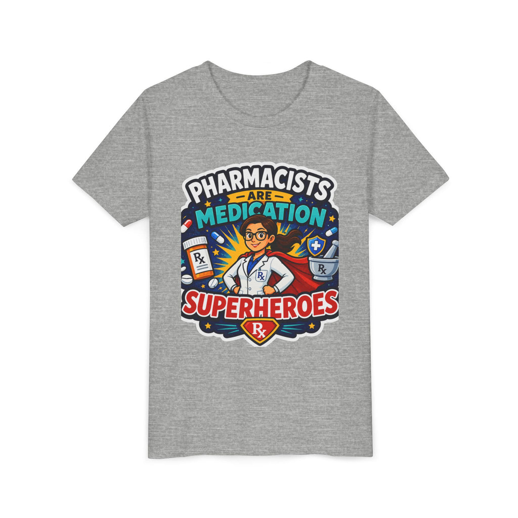 Youth Tee — "Pharmacists Are Medication Superheroes" Cartoon Pharmacy Shirt
