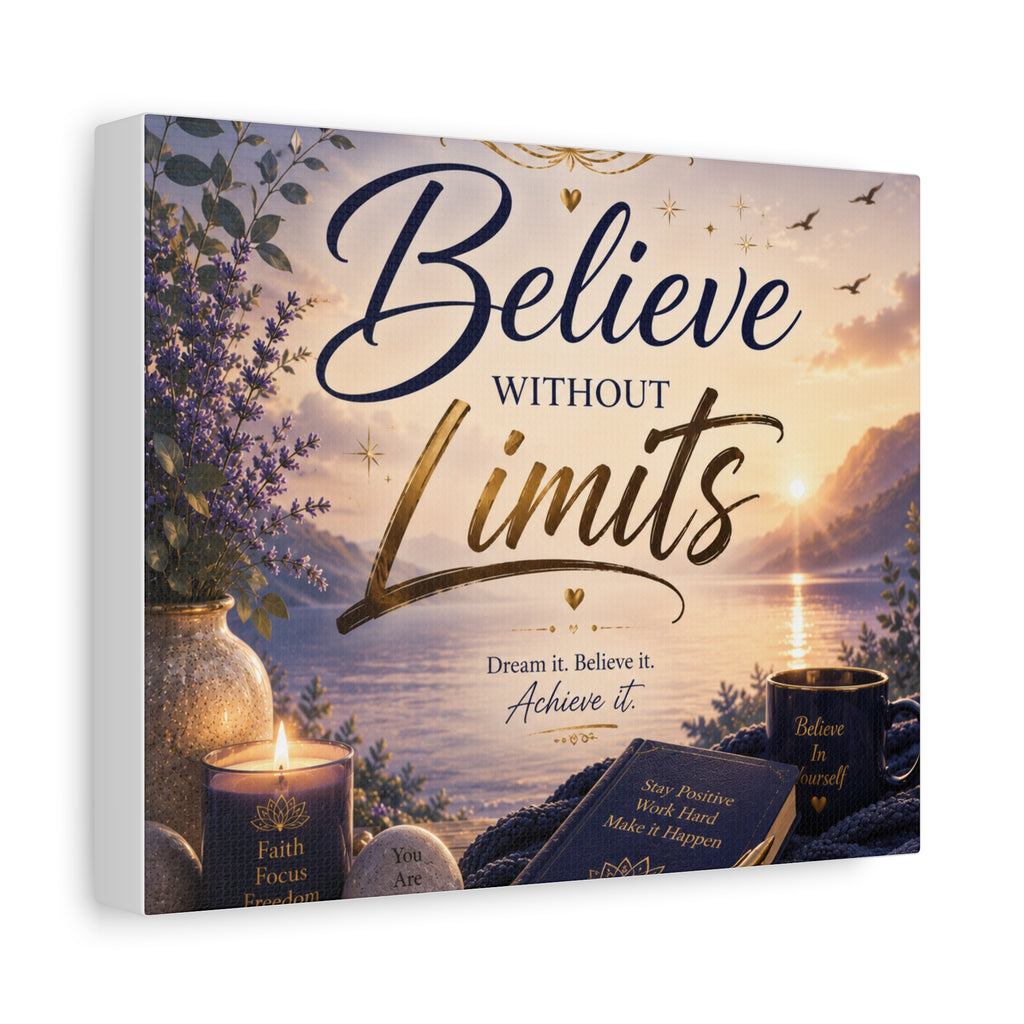 Believe Without Limits Canvas Wall Art – Inspirational Stretched Matte Print
