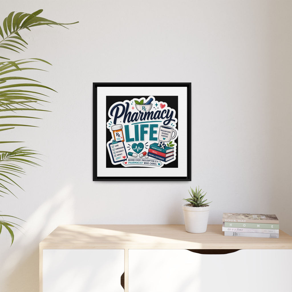 Pharmacy Life Framed Canvas Art — Colorful Pharmacist Wall Decor