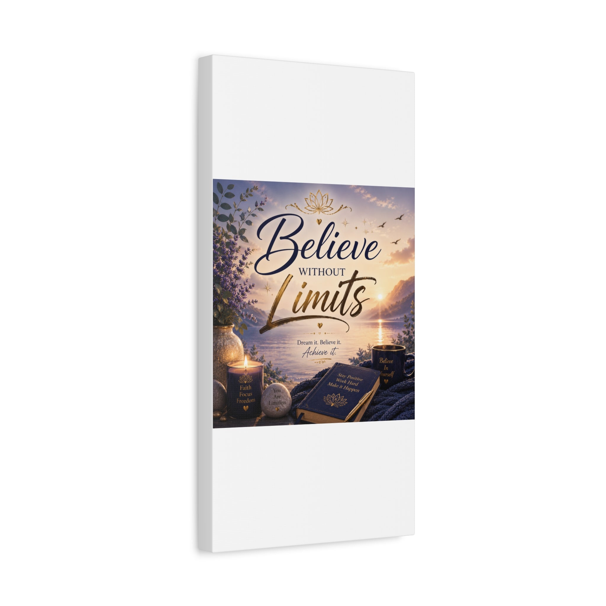 Believe Without Limits Canvas Wall Art – Inspirational Stretched Matte Print