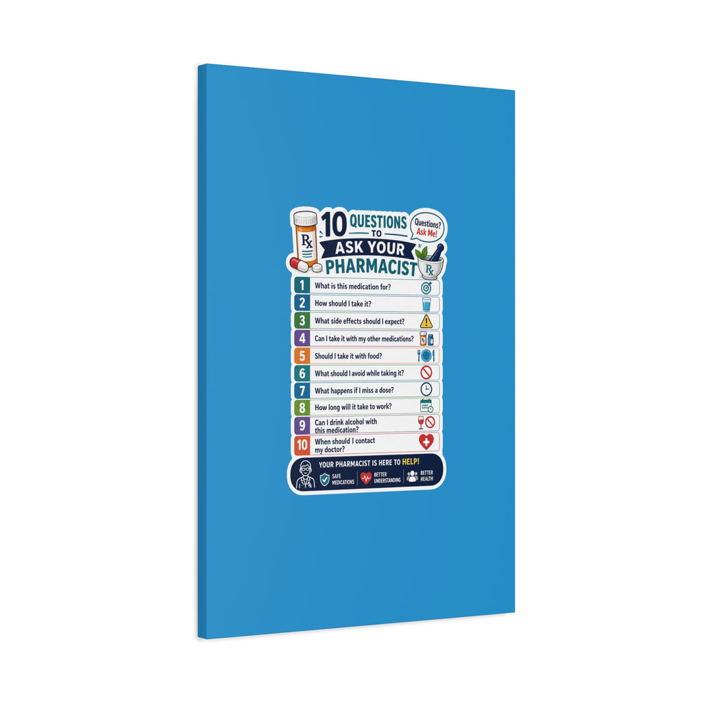 Pharmacist Questions Canvas Print — "10 Questions to Ask Your Pharmacist"