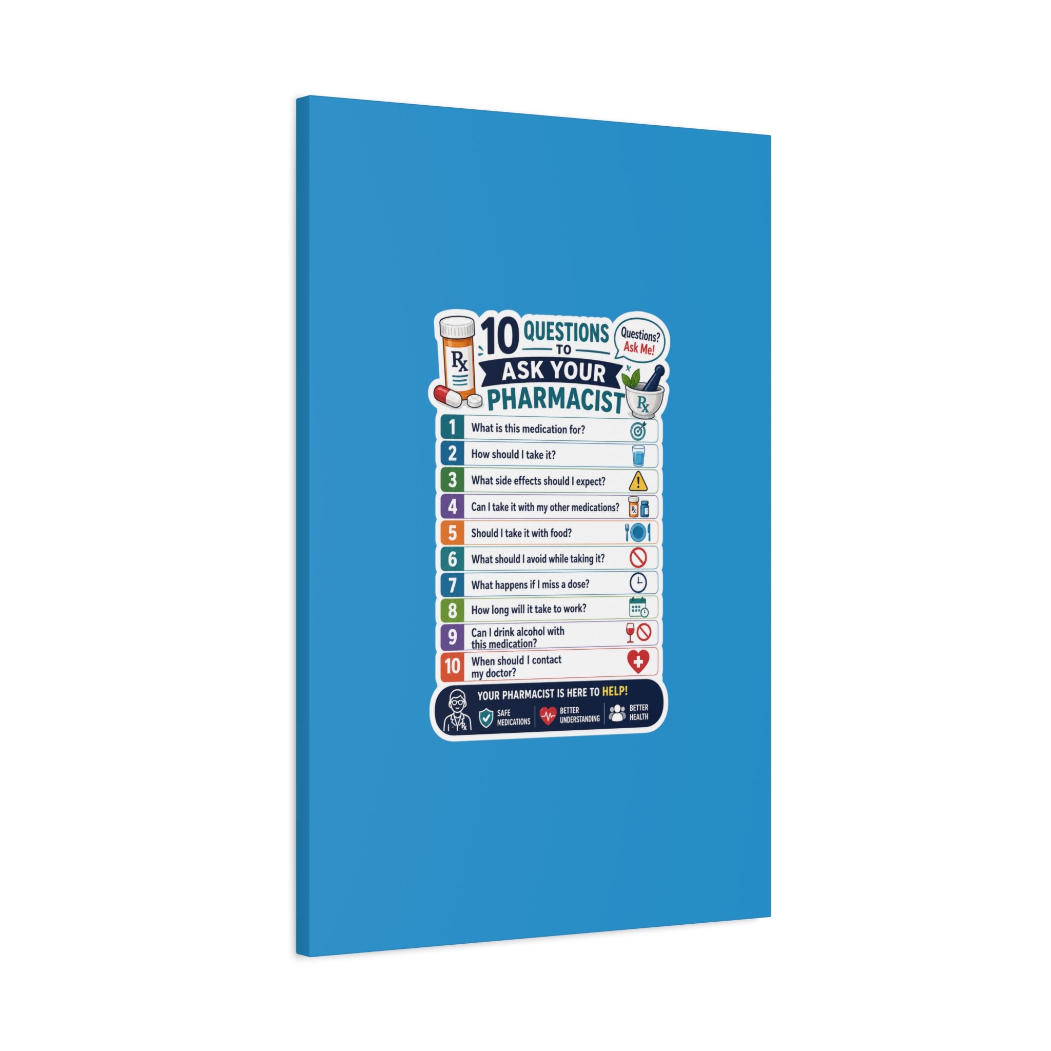 Pharmacist Questions Canvas Print — "10 Questions to Ask Your Pharmacist"