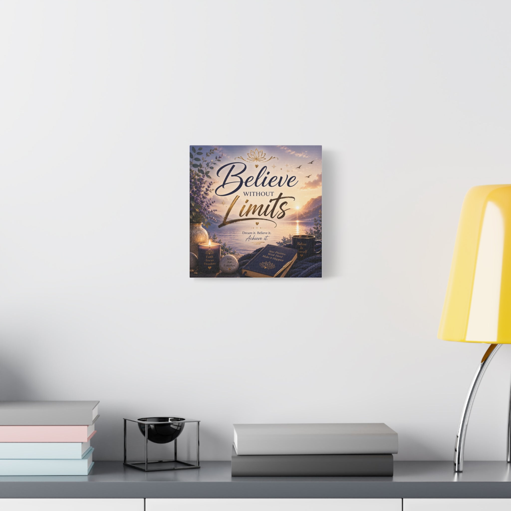 Believe Without Limits Canvas Wall Art – Inspirational Stretched Matte Print