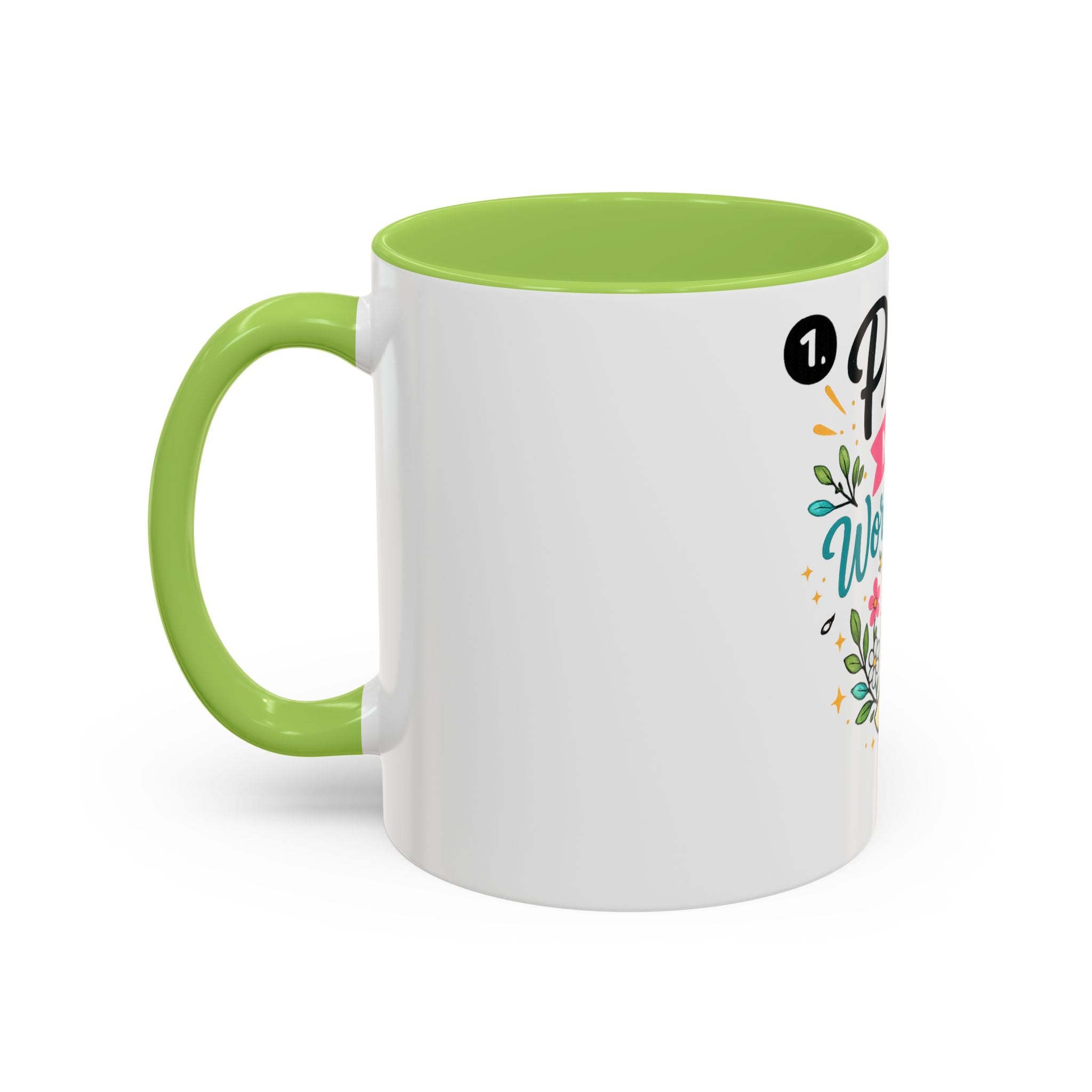 Pray More Worry Less Accent Coffee Mug — Inspirational Floral Prayer Gift (11/15oz)