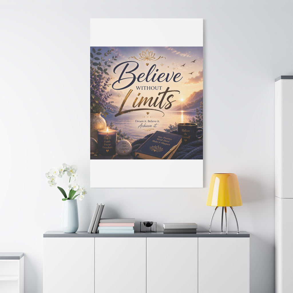 Believe Without Limits Canvas Wall Art – Inspirational Stretched Matte Print