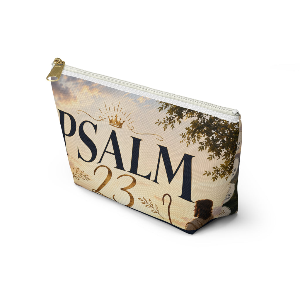 Psalm 23 Accessory Pouch — Christian Scripture Makeup Bag with 'The Lord Is My Shepherd' Design
