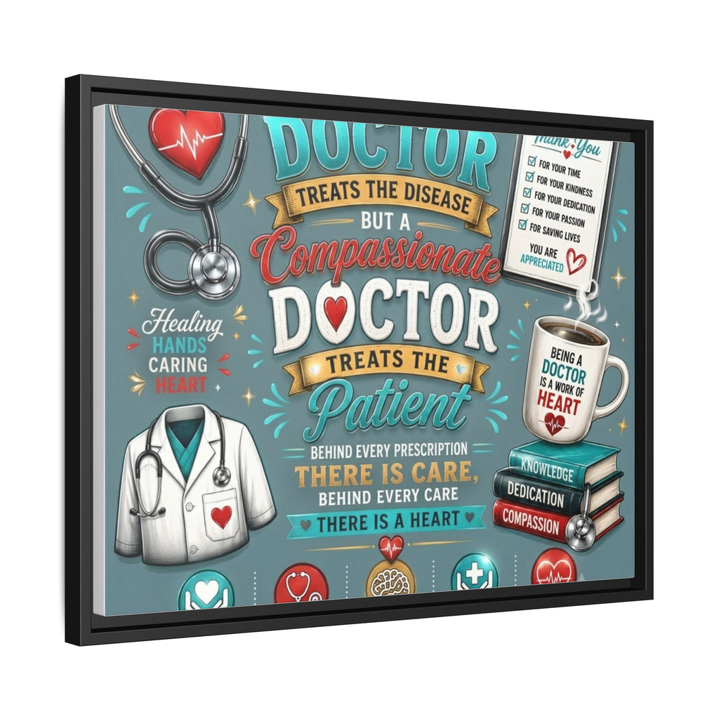 Framed Canvas Print — 'A Great Doctor Treats the Patient' Medical Tribute Wall Art