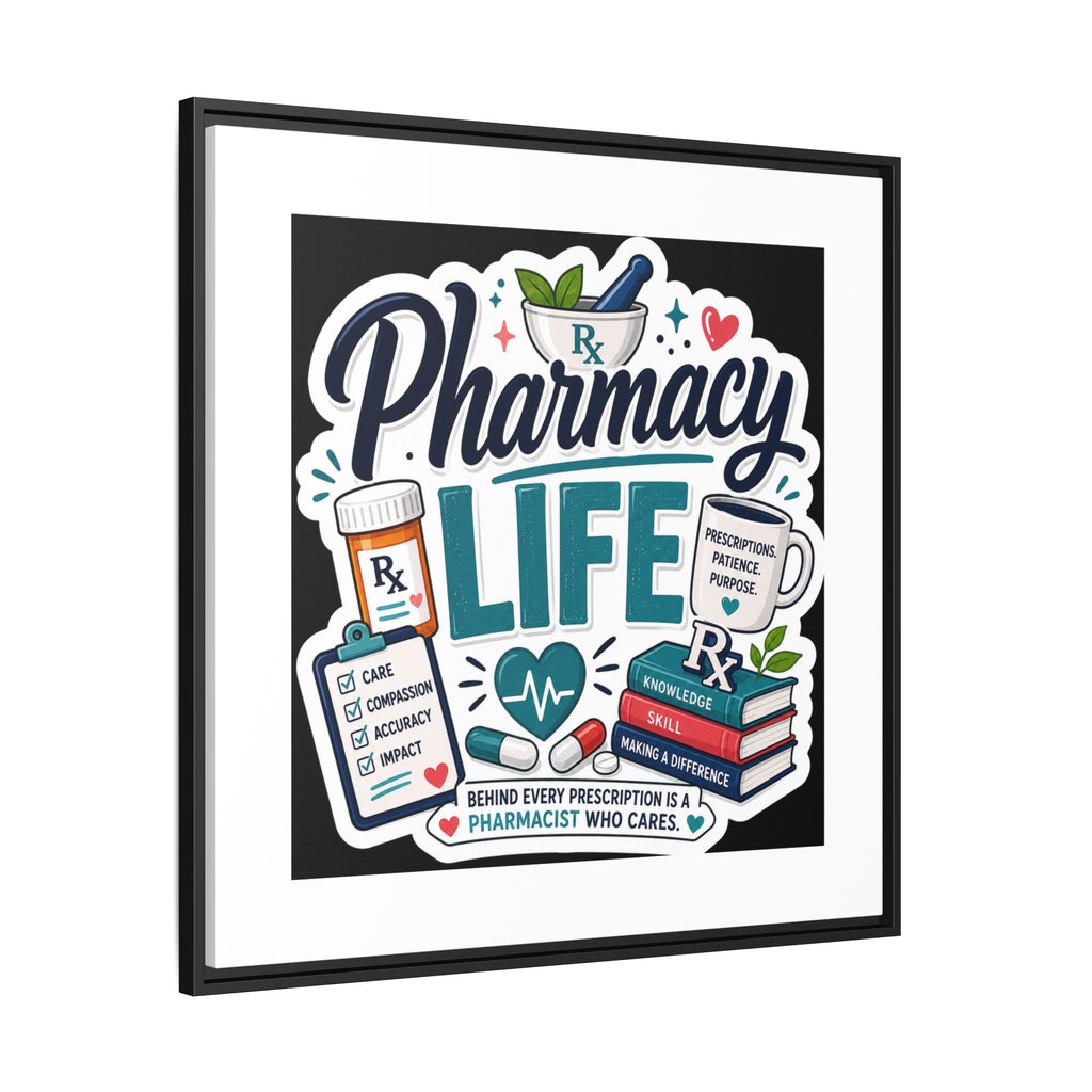 Pharmacy Life Framed Canvas Art — Colorful Pharmacist Wall Decor