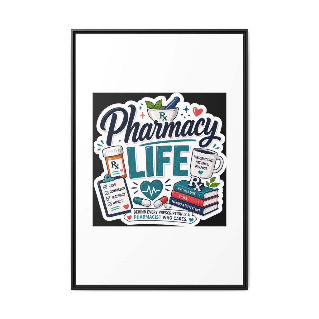 Pharmacy Life Framed Canvas Art — Colorful Pharmacist Wall Decor