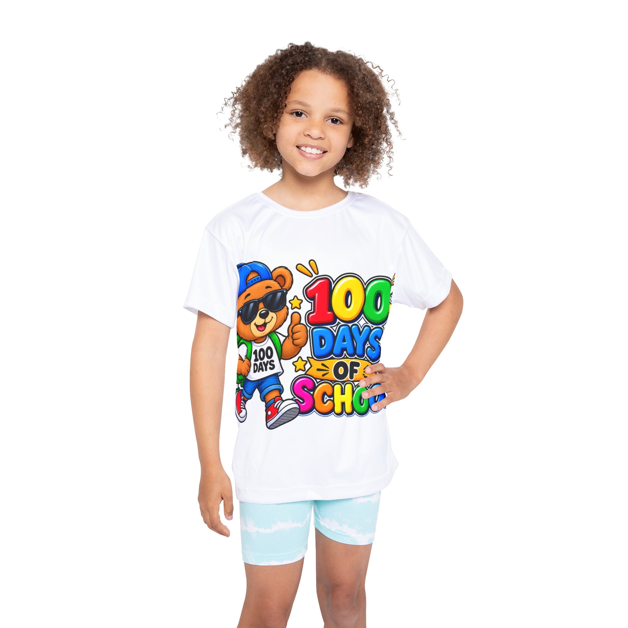 Kids 100 Days of School Tee — Cute Bear Sports Jersey for Elementary Celebrations