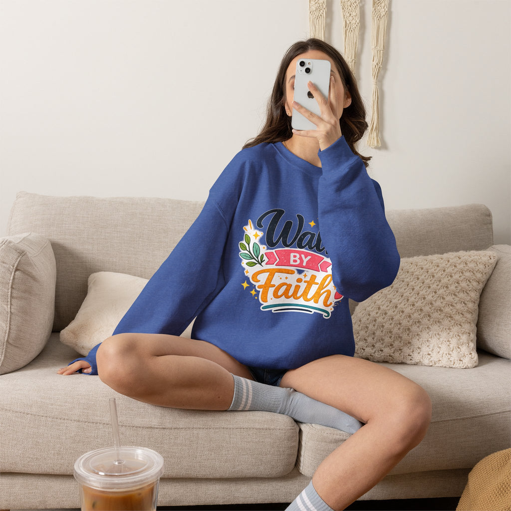 Walk By Faith Crewneck Sweatshirt — Inspirational Christian Pullover