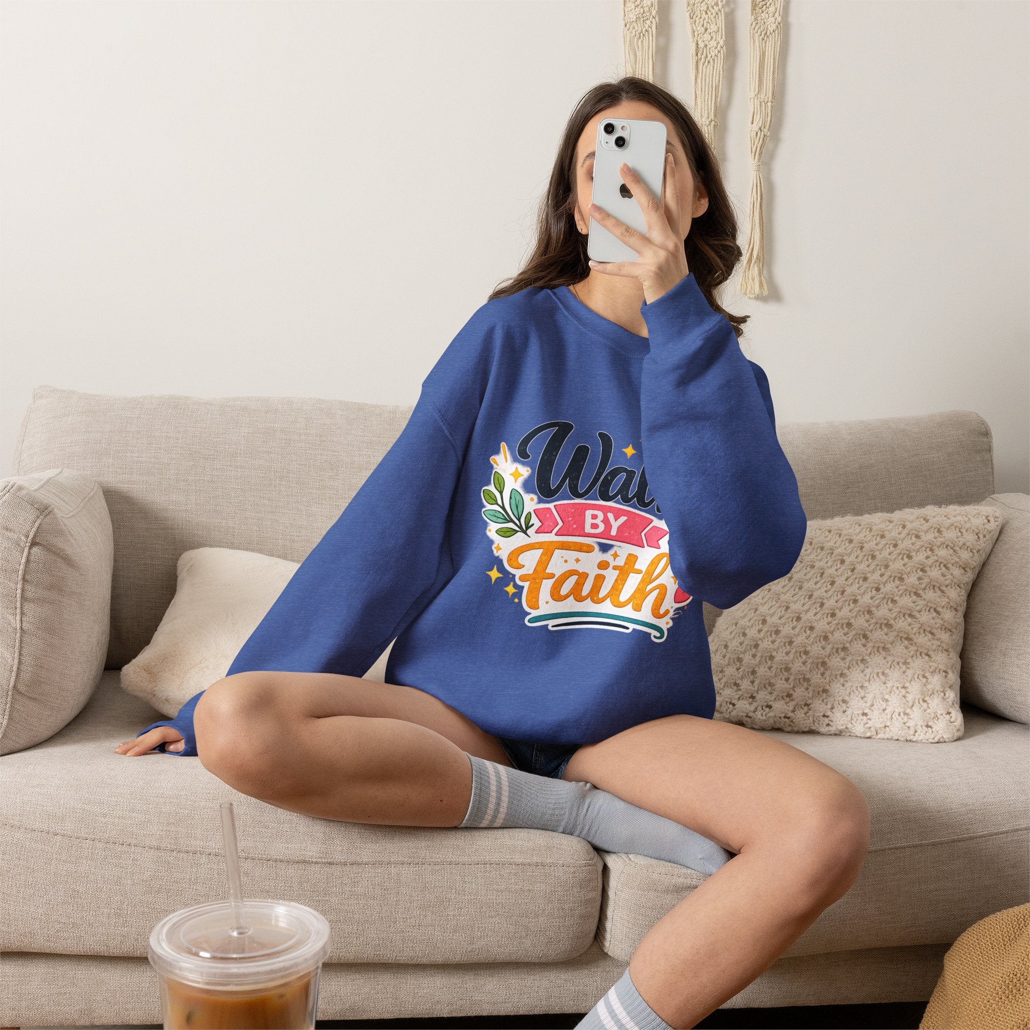 Walk By Faith Crewneck Sweatshirt — Inspirational Christian Pullover