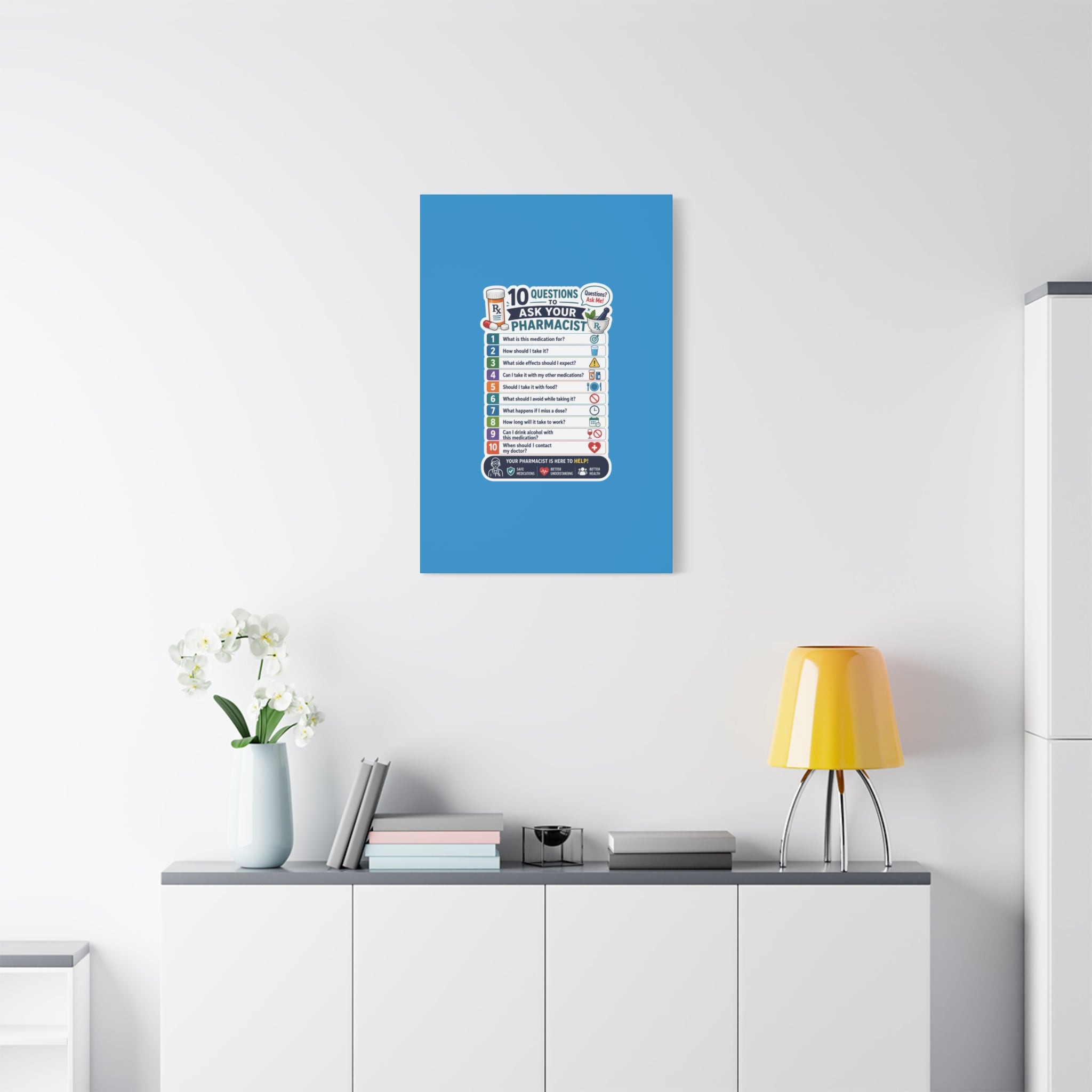 Pharmacist Questions Canvas Print — "10 Questions to Ask Your Pharmacist"