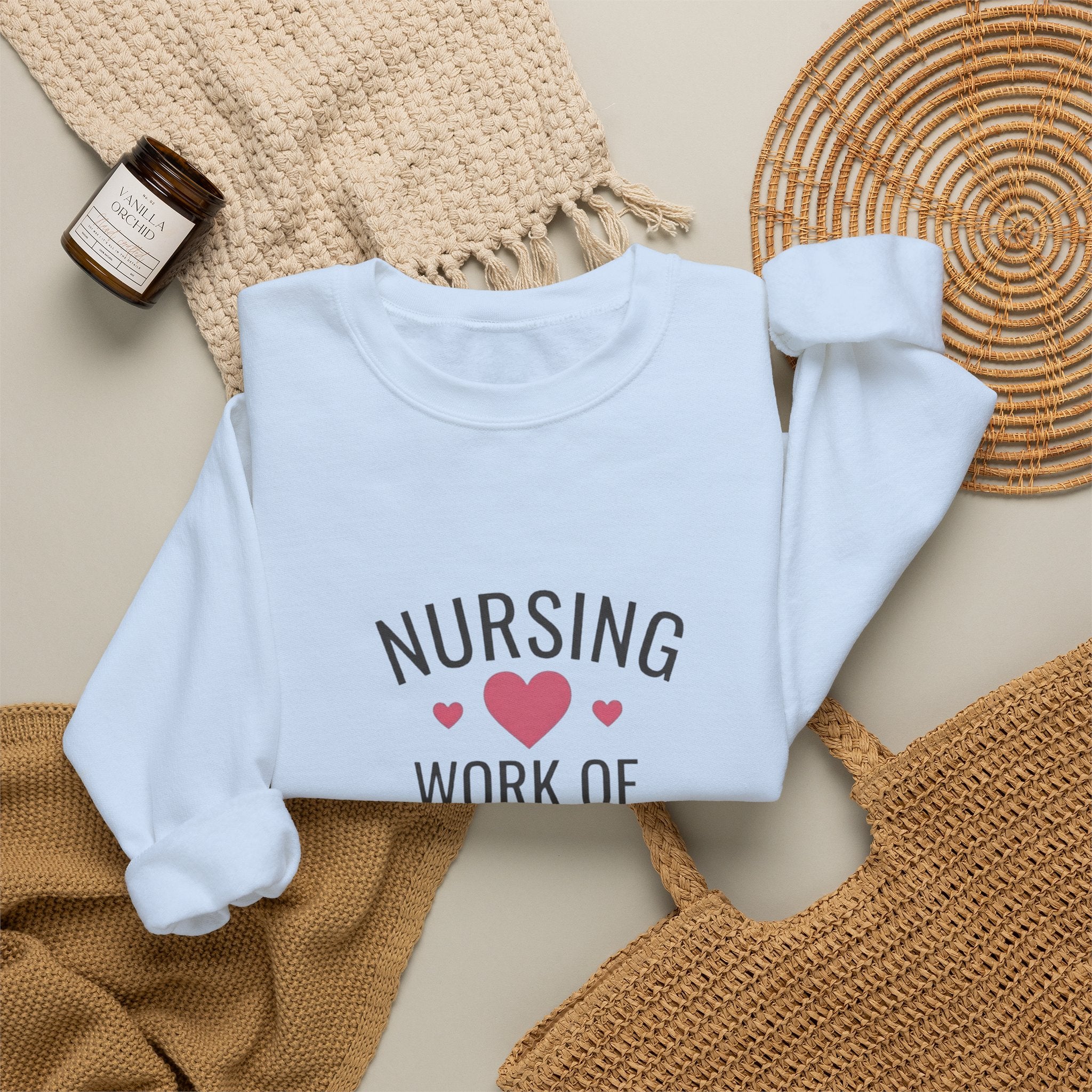 Nursing Work of Heart Crewneck Sweatshirt — Nurse Appreciation Pullover