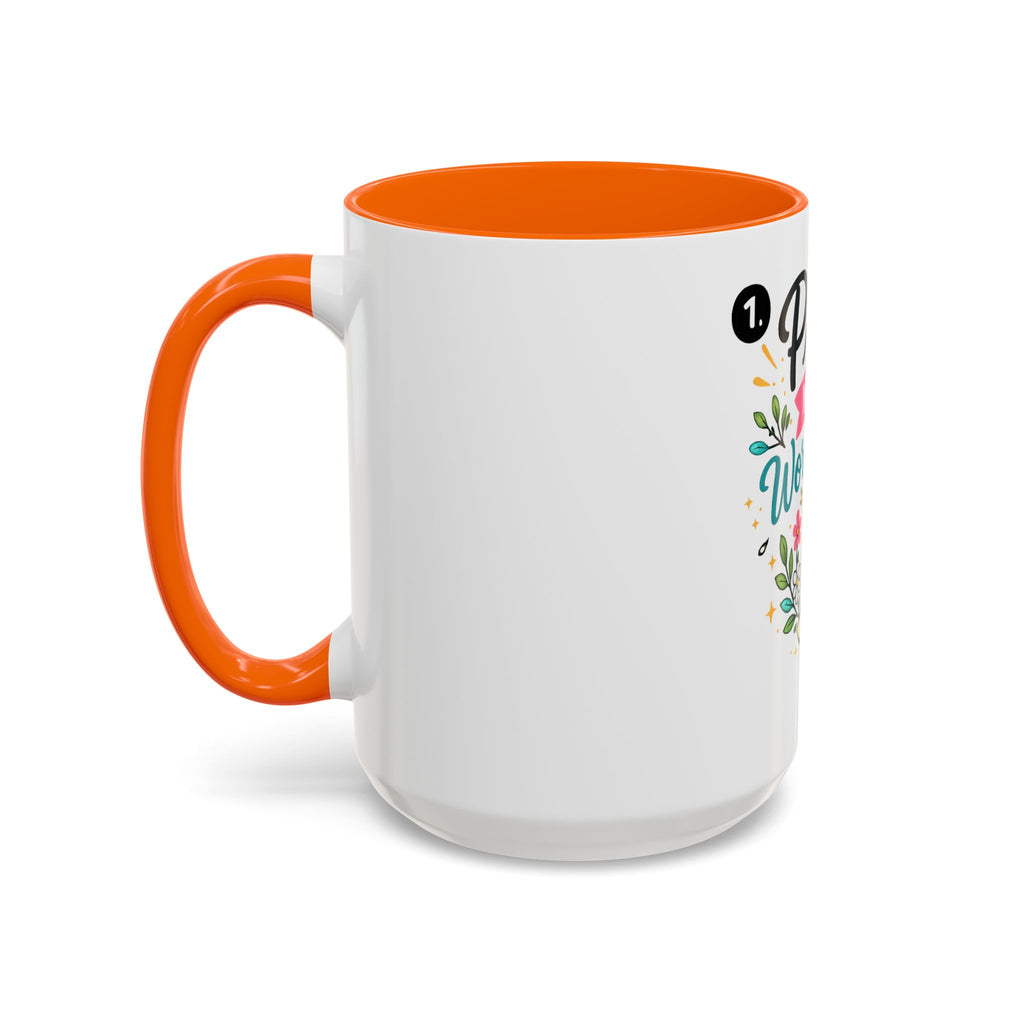 Pray More Worry Less Accent Coffee Mug — Inspirational Floral Prayer Gift (11/15oz)