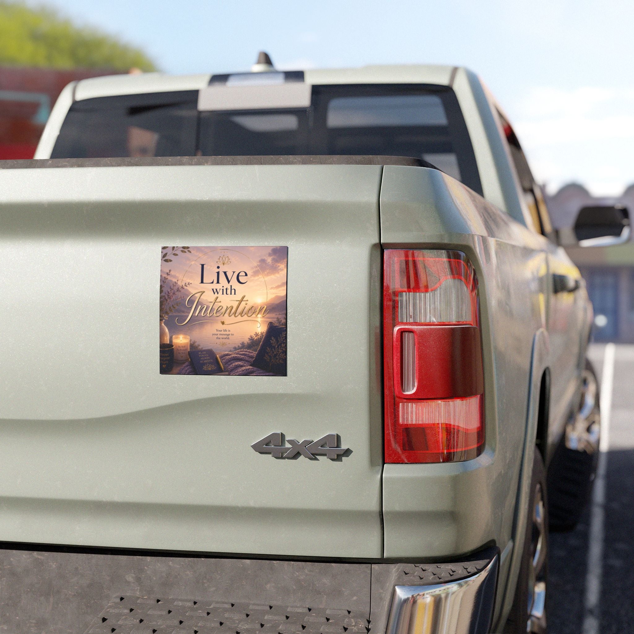 Live With Intention Car Magnet — Inspirational Scenic Affirmation