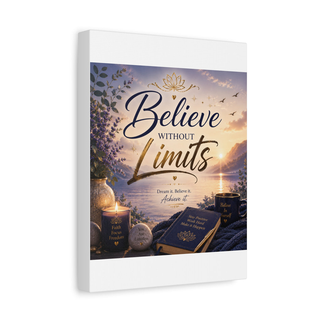Believe Without Limits Canvas Wall Art – Inspirational Stretched Matte Print
