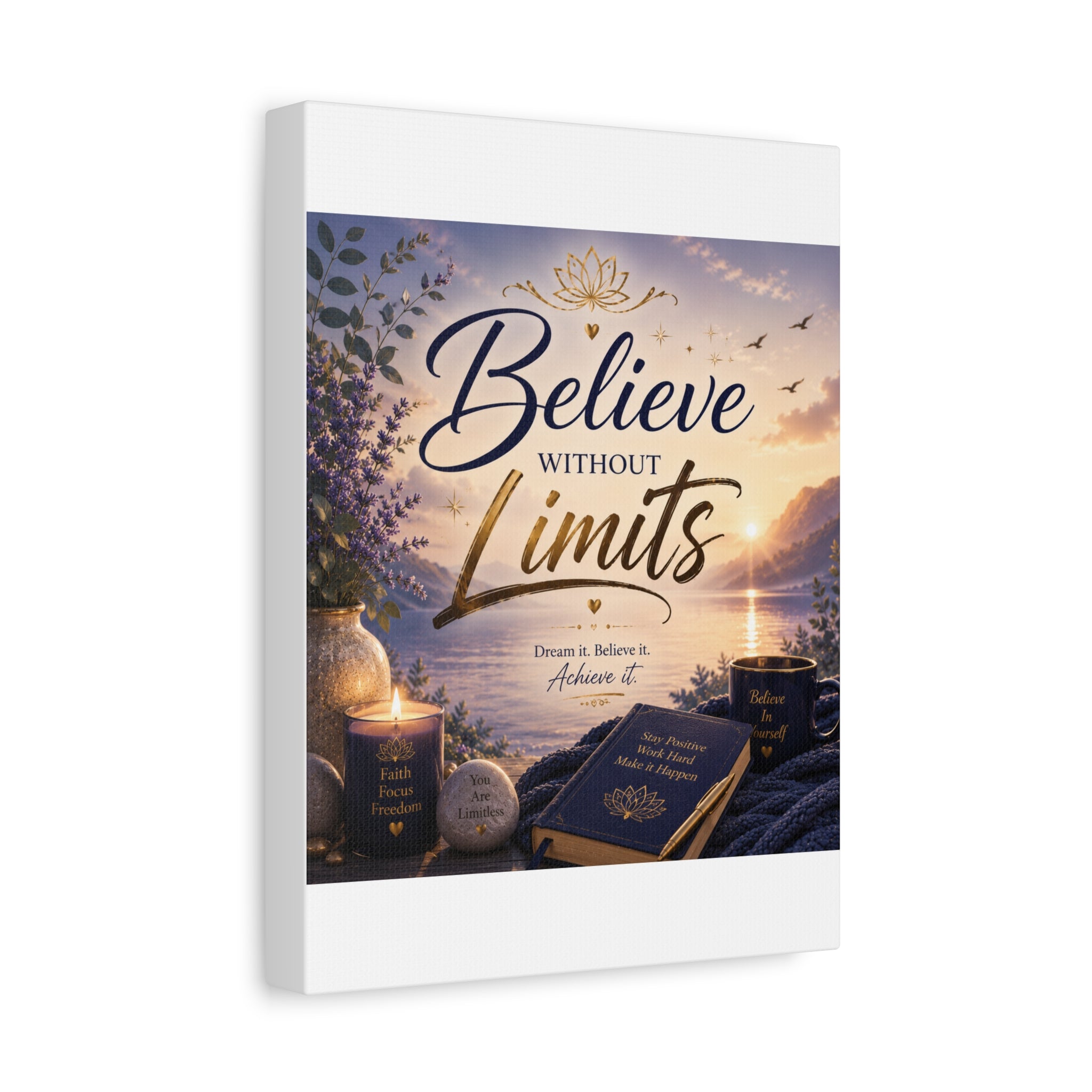 Believe Without Limits Canvas Wall Art – Inspirational Stretched Matte Print