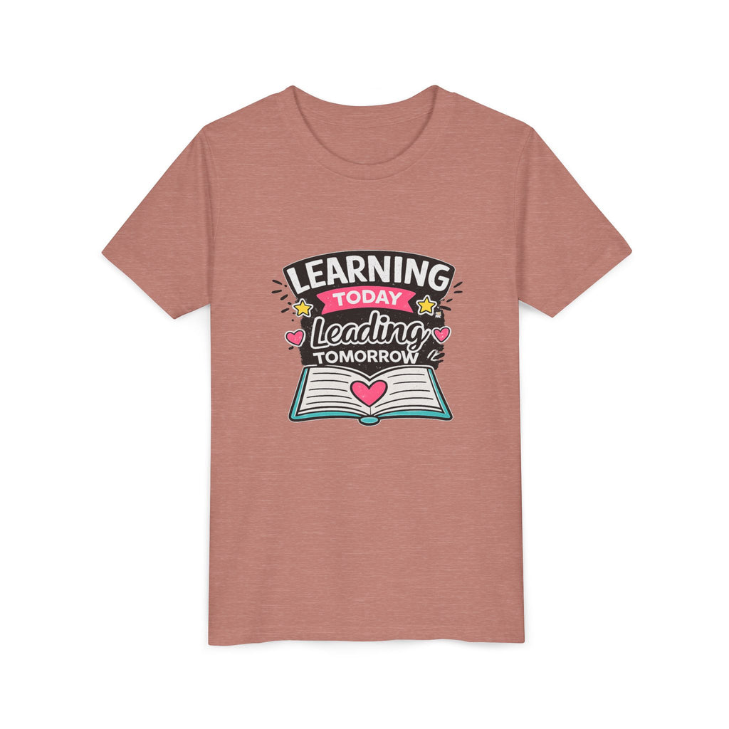 Youth Tee — "Learning Today, Leading Tomorrow" School Kids Graphic T-Shirt