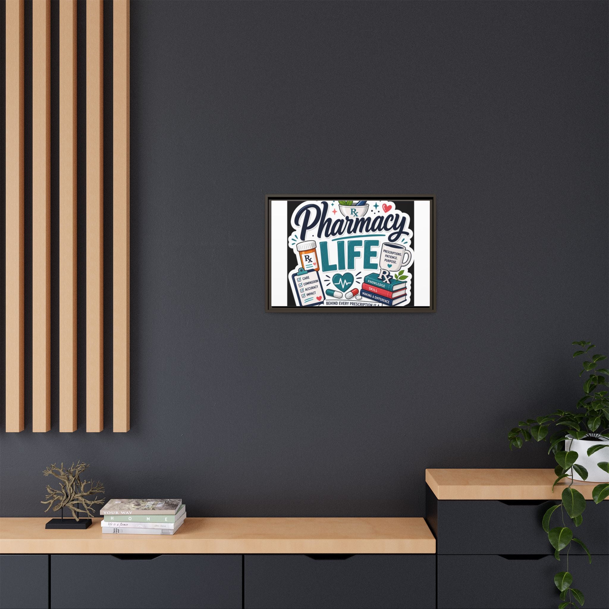 Pharmacy Life Framed Canvas Art — Colorful Pharmacist Wall Decor