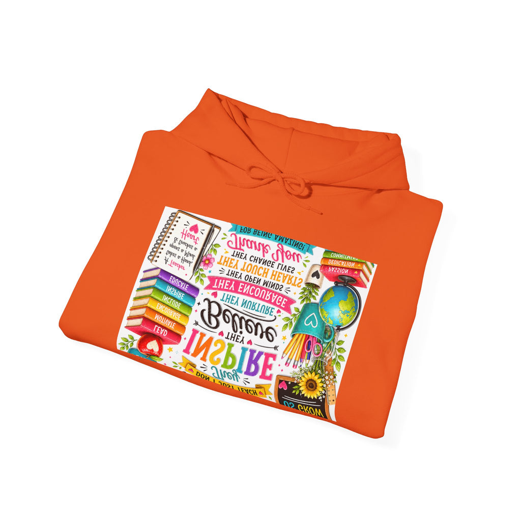Motivational Book Lover Hoodie — "Be Brave, Be Kind, Be You" Colorful Inspirational Design
