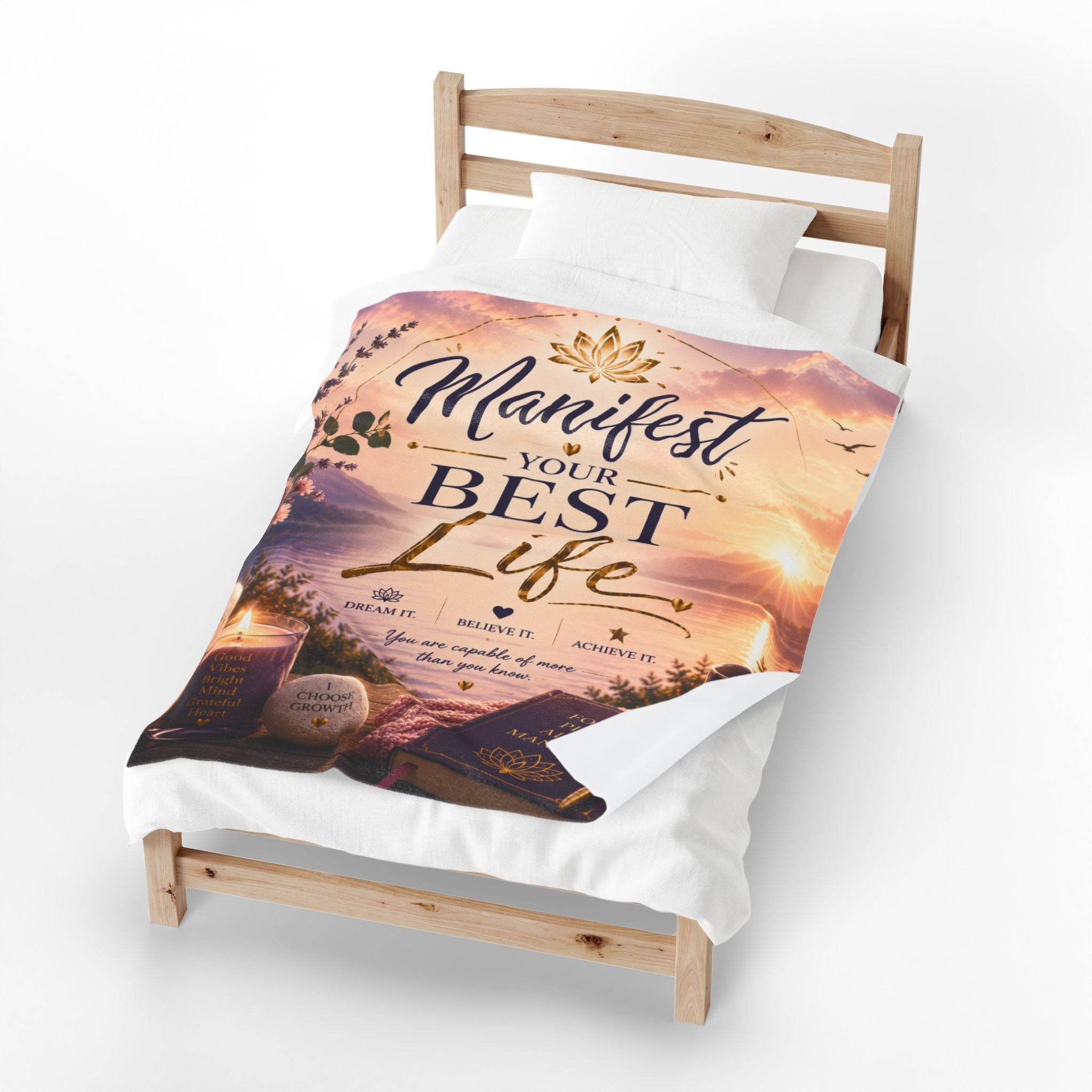 Manifest Your Best Life Velveteen Plush Blanket — Inspirational Cozy Throw