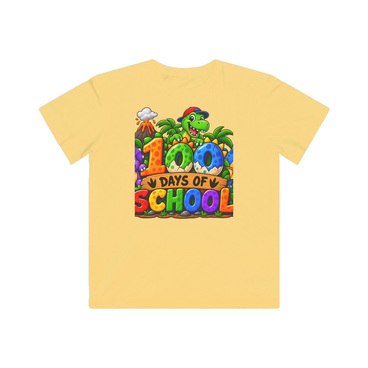 Kids 100 Days of School T-Shirt – Colorful Dino Celebration Tee