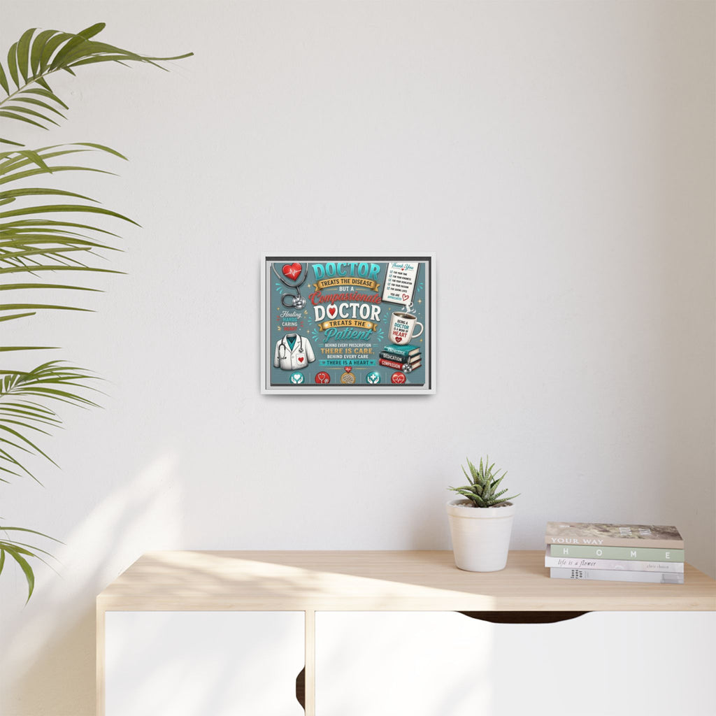 Framed Canvas Print — 'A Great Doctor Treats the Patient' Medical Tribute Wall Art
