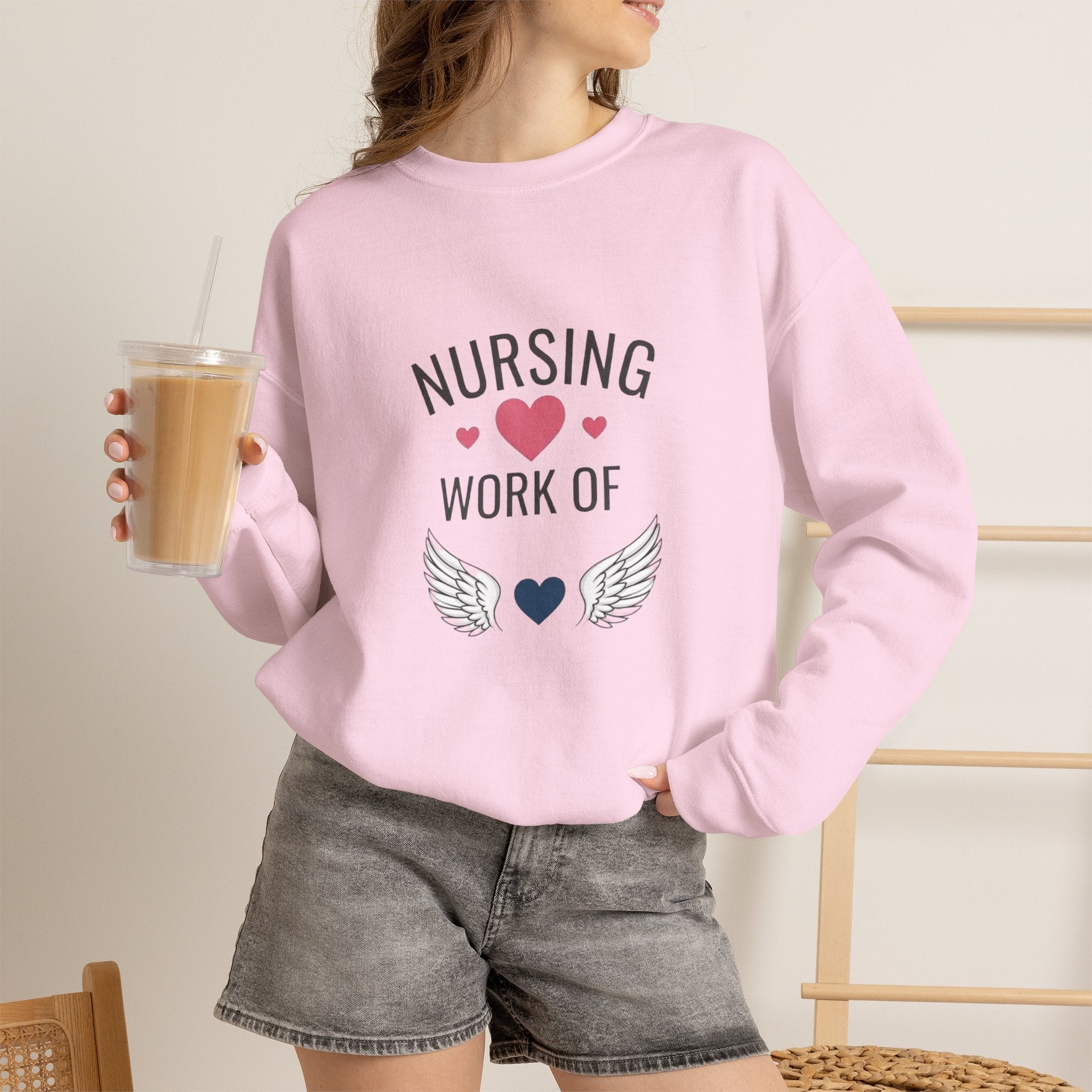 Nursing Work of Heart Crewneck Sweatshirt — Nurse Appreciation Pullover
