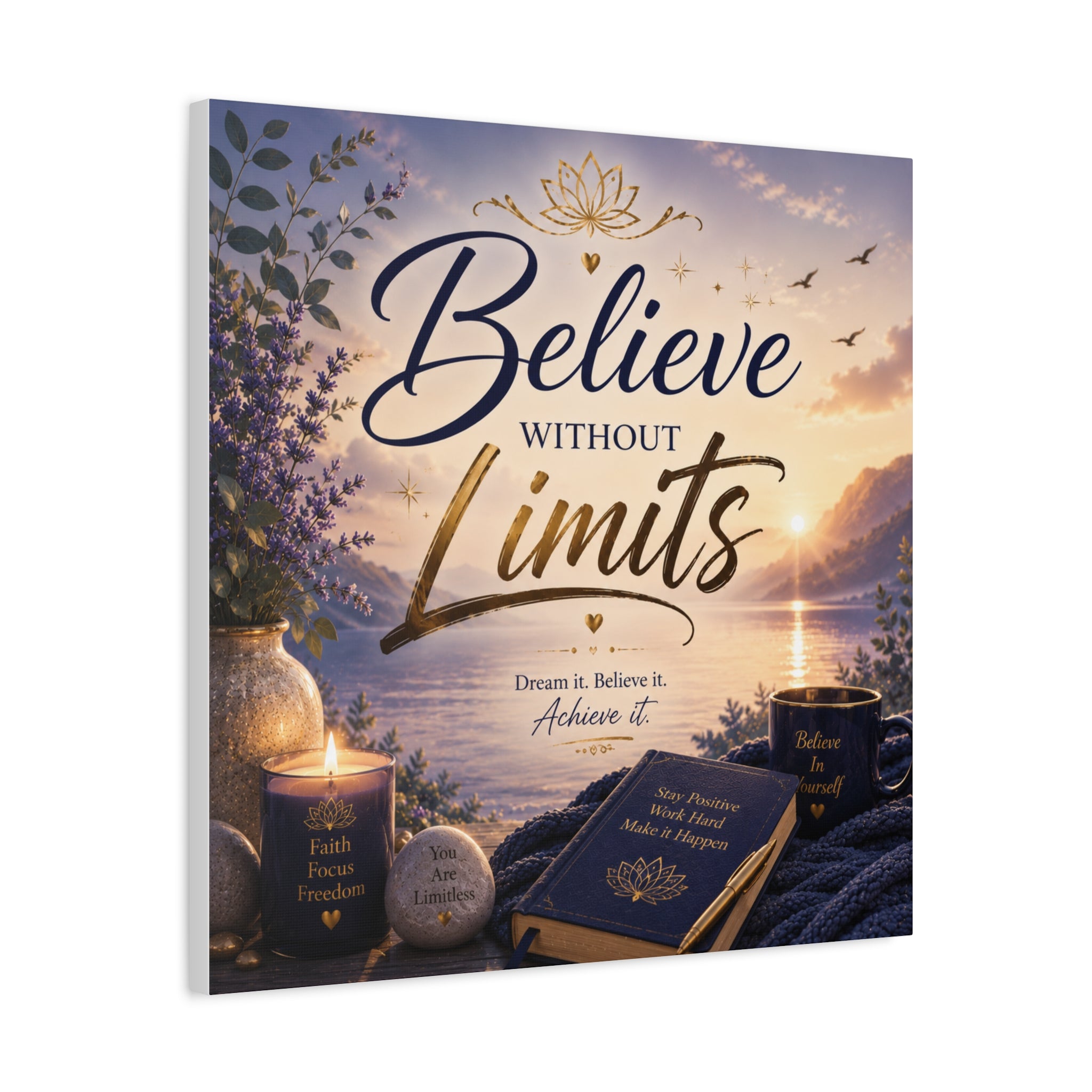 Believe Without Limits Canvas Wall Art – Inspirational Stretched Matte Print
