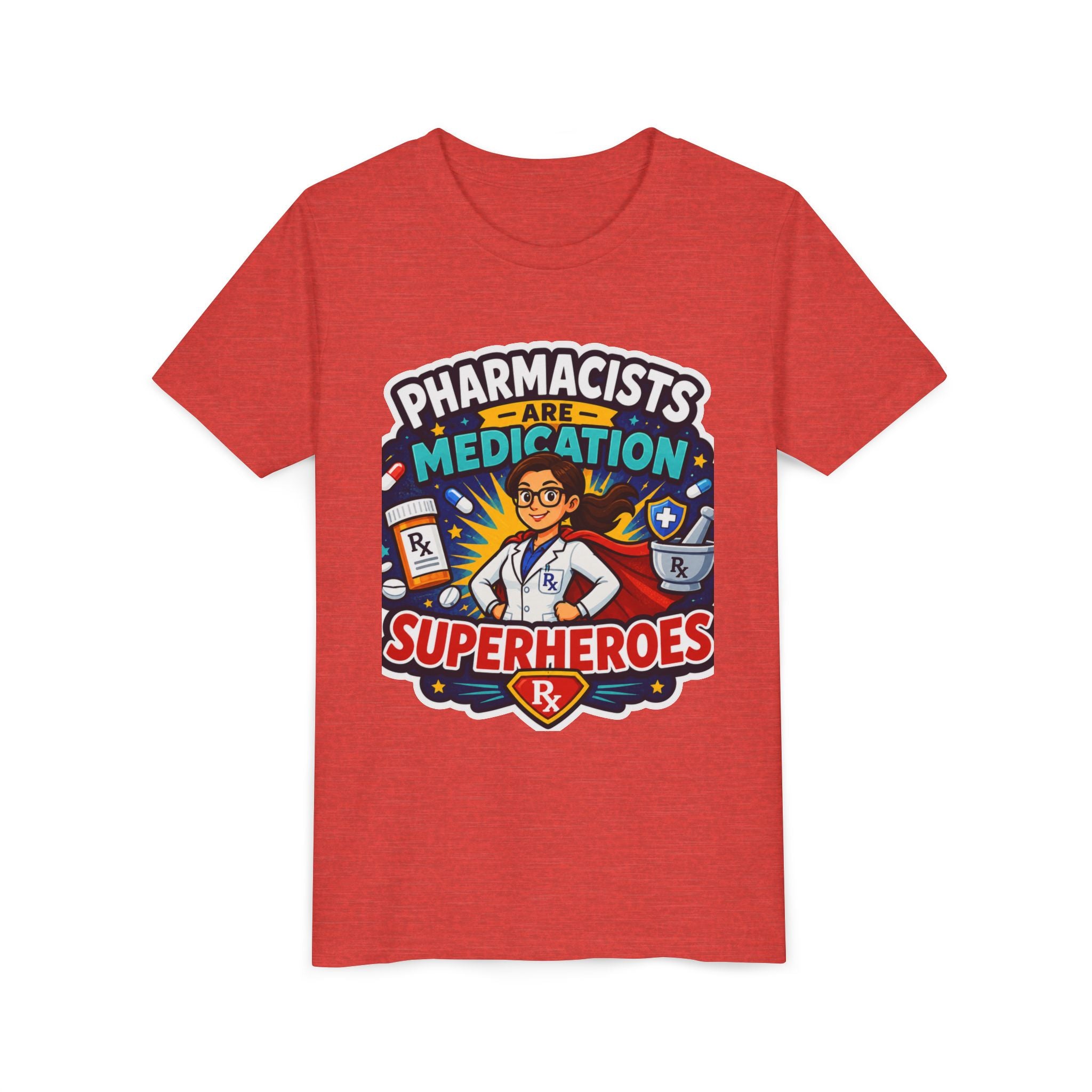 Youth Tee — "Pharmacists Are Medication Superheroes" Cartoon Pharmacy Shirt