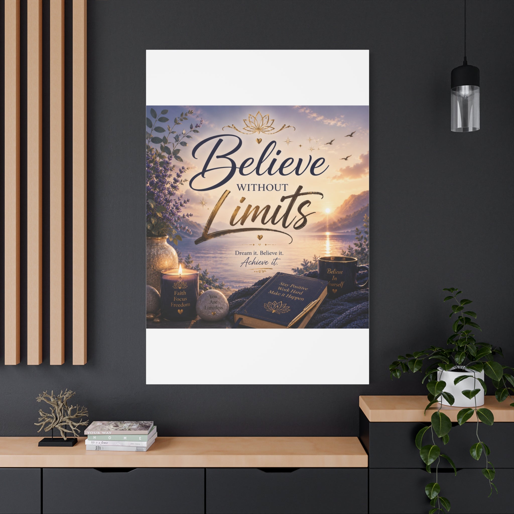 Believe Without Limits Canvas Wall Art – Inspirational Stretched Matte Print