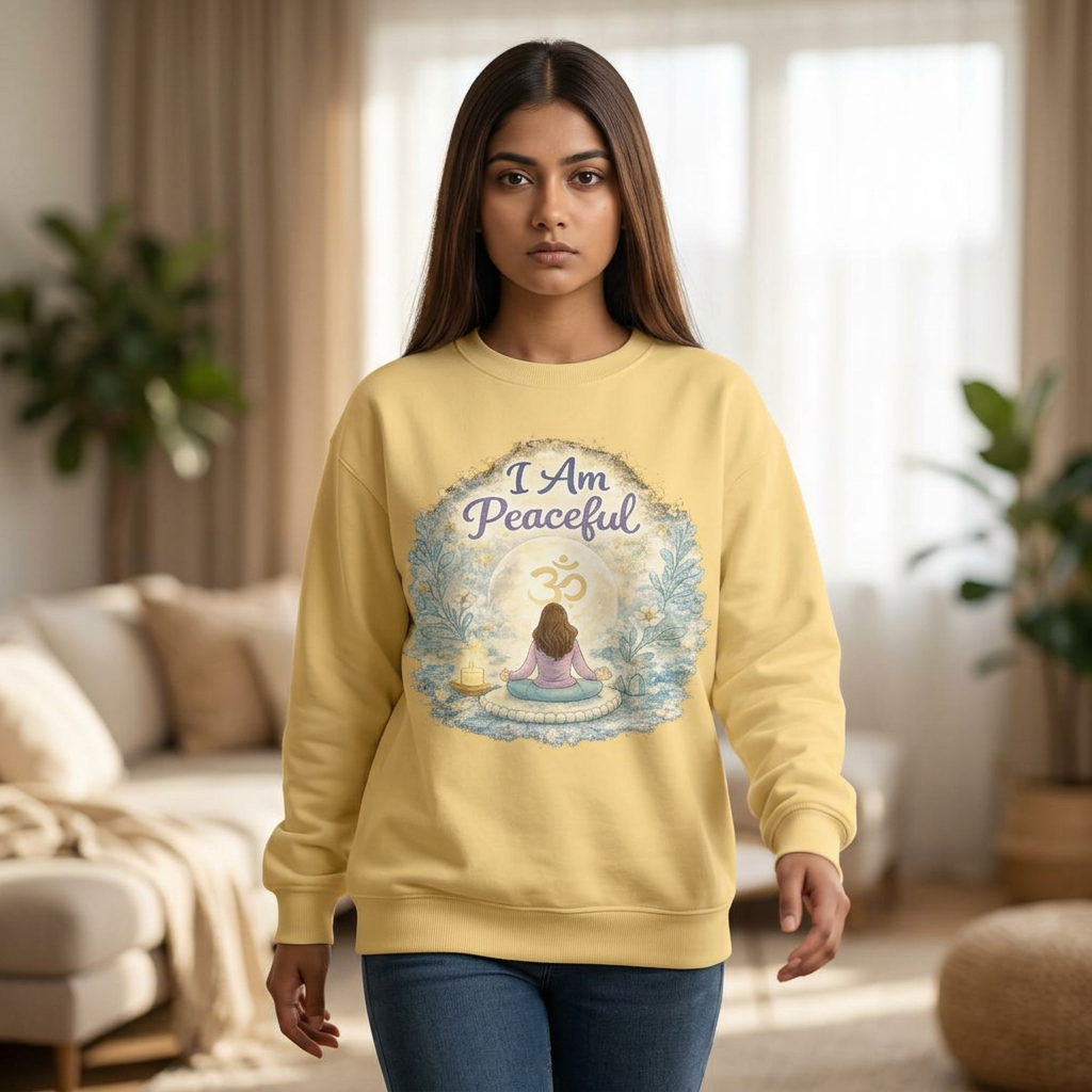 Peaceful Meditation Sweatshirt — "I Am Peaceful" Cozy Wellness Pullover