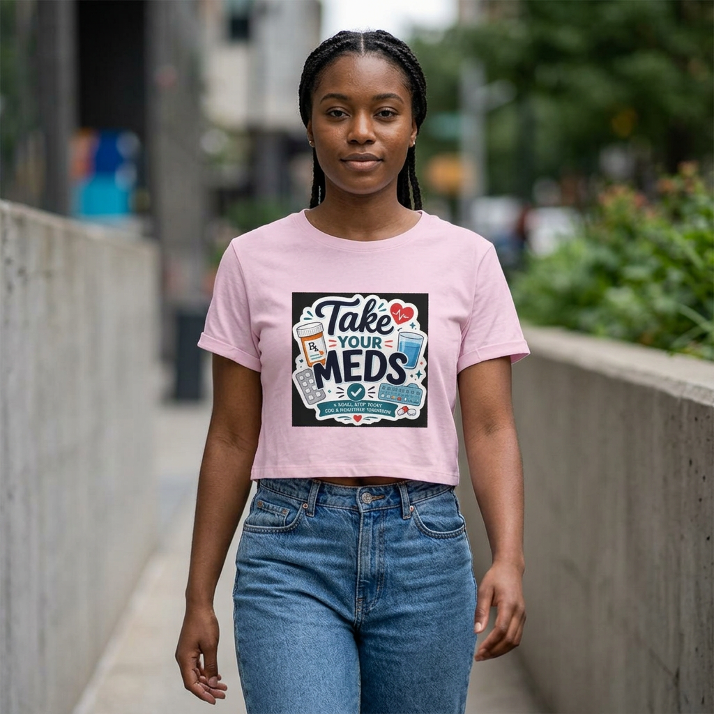 Take Your Meds Crop Tee | Funny Pharmacy & Medication Reminder Women's T-Shirt