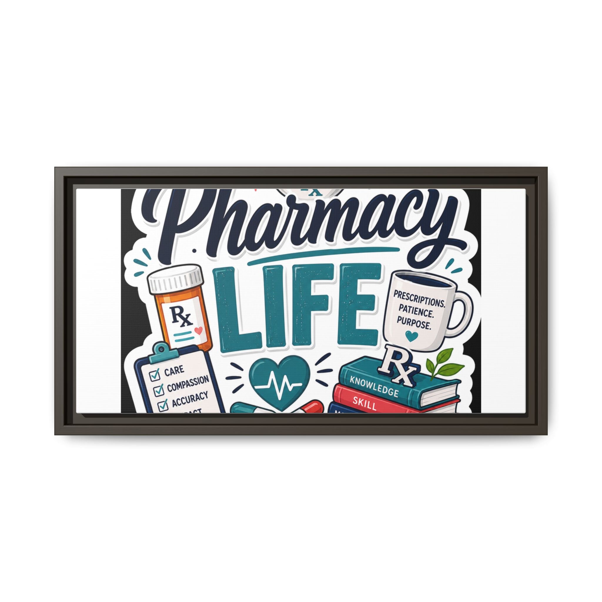 Pharmacy Life Framed Canvas Art — Colorful Pharmacist Wall Decor