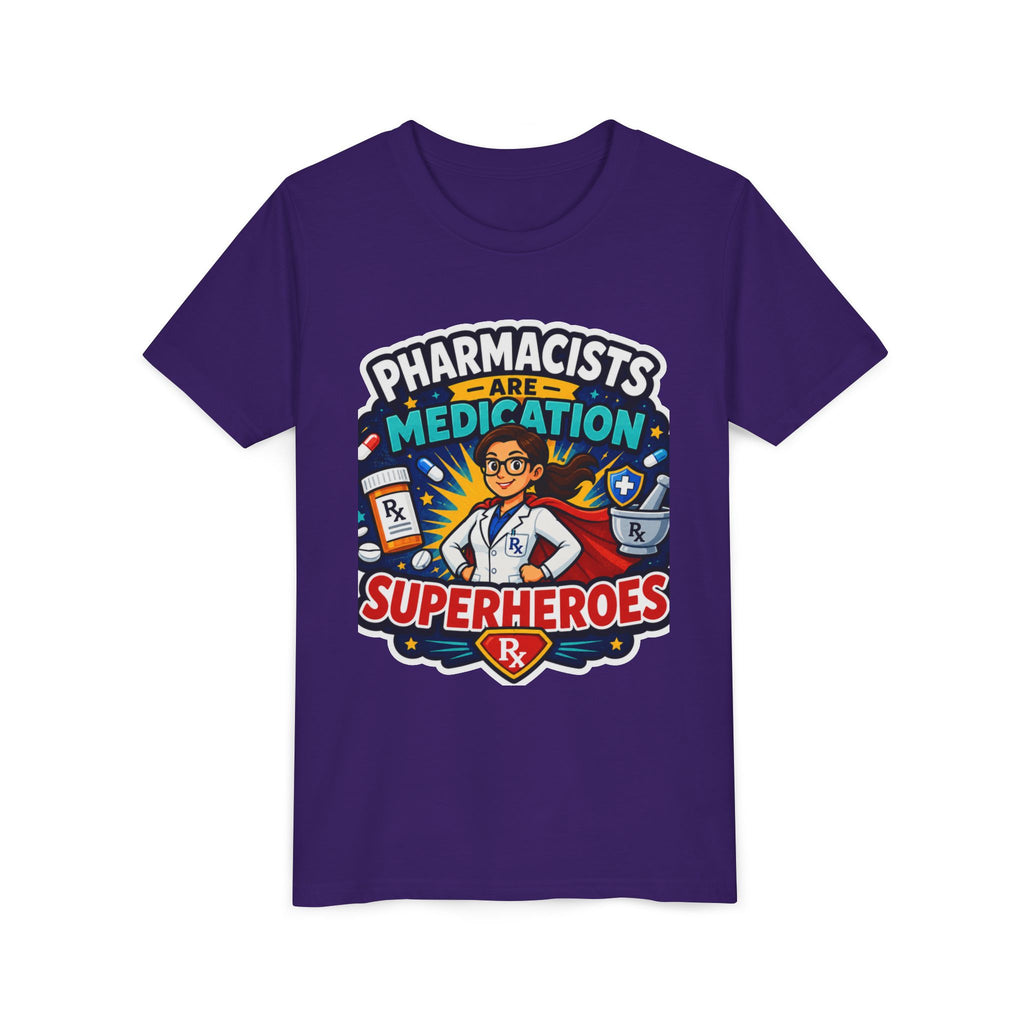 Youth Tee — "Pharmacists Are Medication Superheroes" Cartoon Pharmacy Shirt