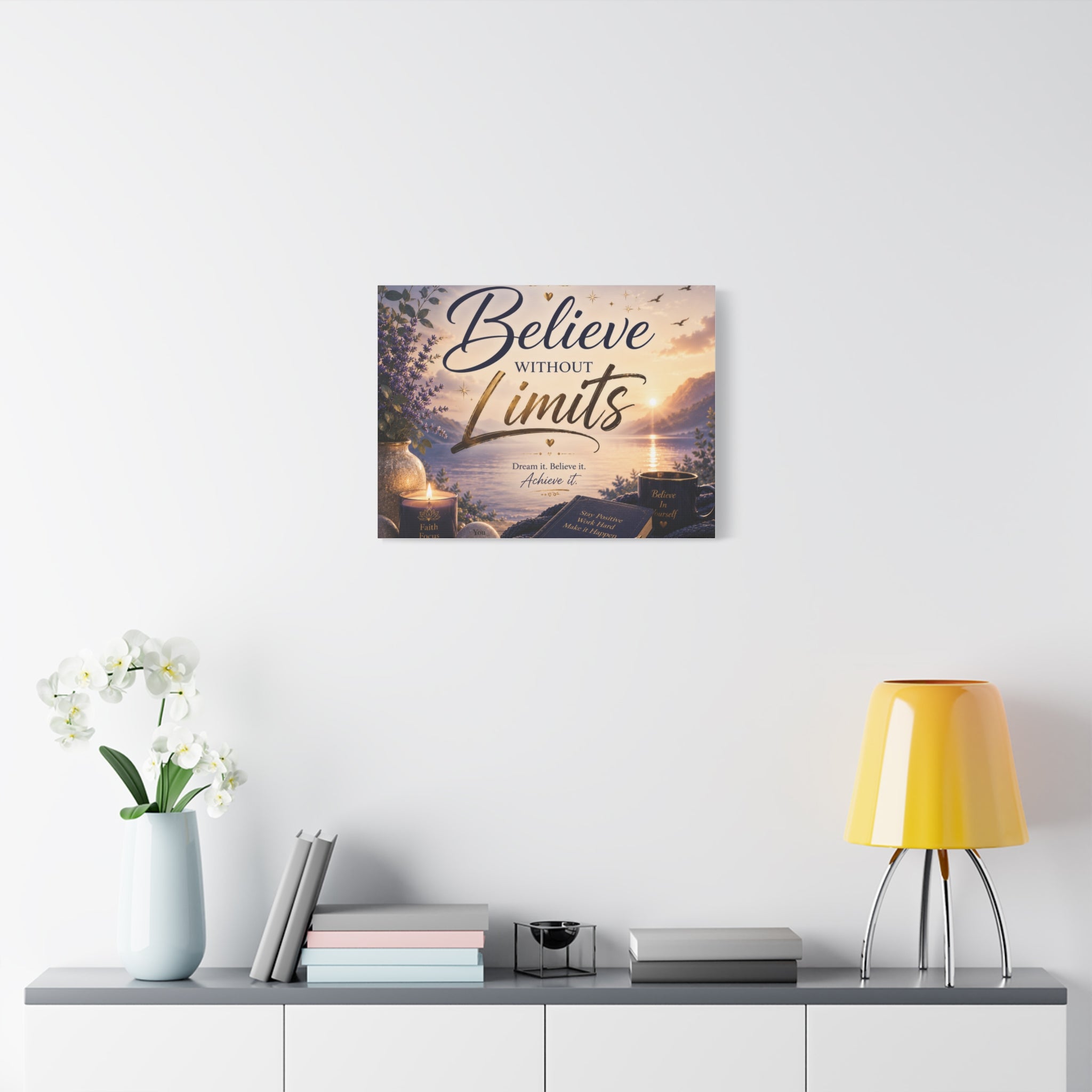 Believe Without Limits Canvas Wall Art – Inspirational Stretched Matte Print