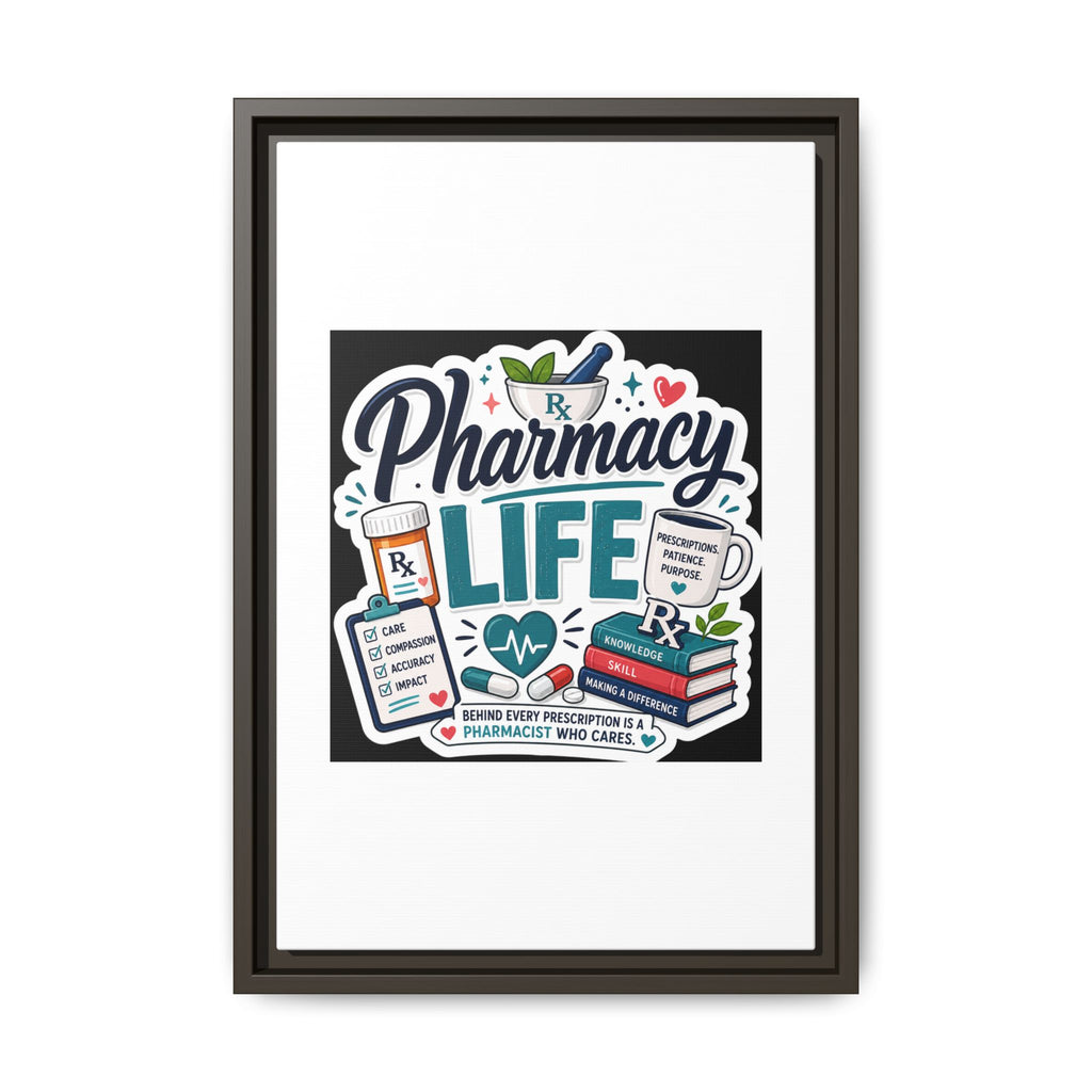 Pharmacy Life Framed Canvas Art — Colorful Pharmacist Wall Decor