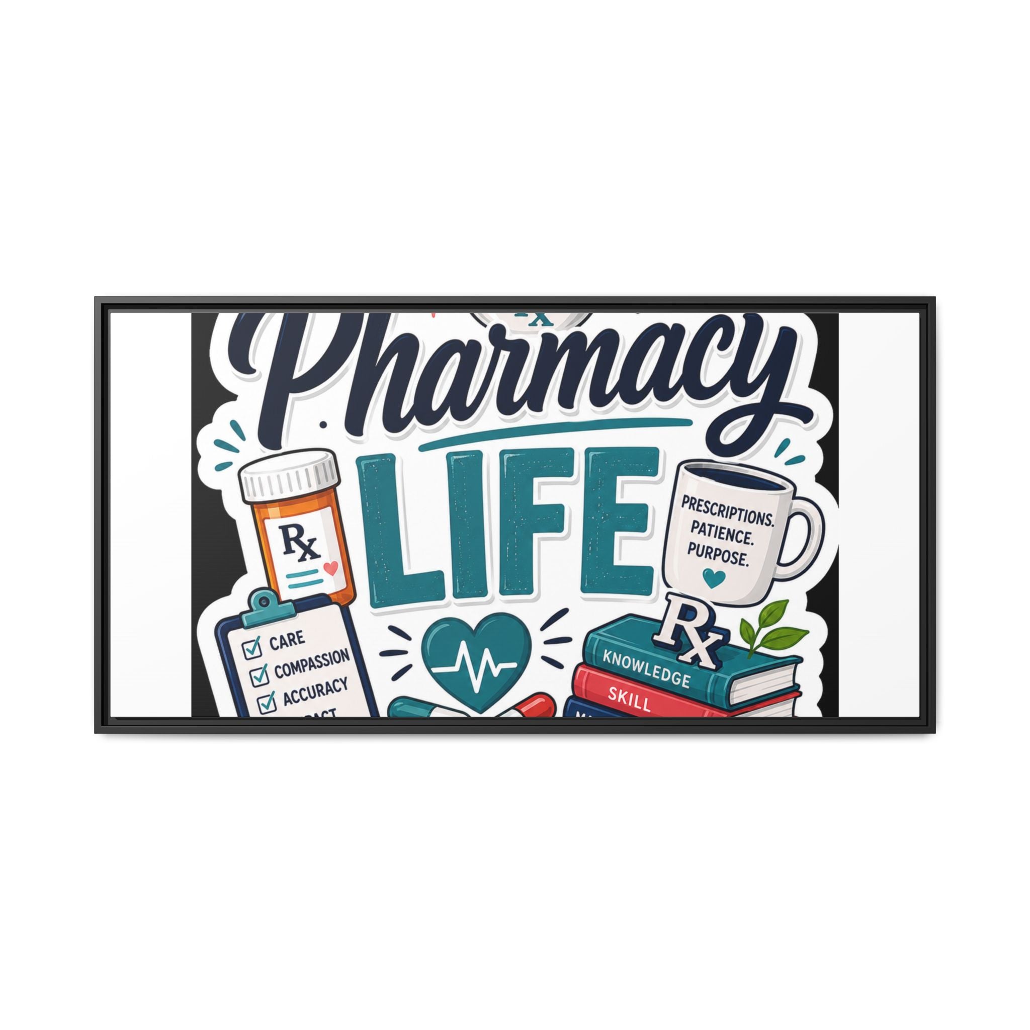 Pharmacy Life Framed Canvas Art — Colorful Pharmacist Wall Decor