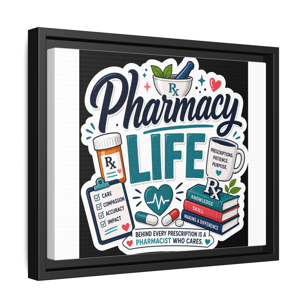Pharmacy Life Framed Canvas Art — Colorful Pharmacist Wall Decor
