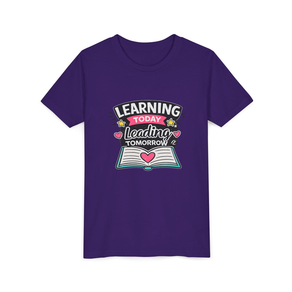 Youth Tee — "Learning Today, Leading Tomorrow" School Kids Graphic T-Shirt