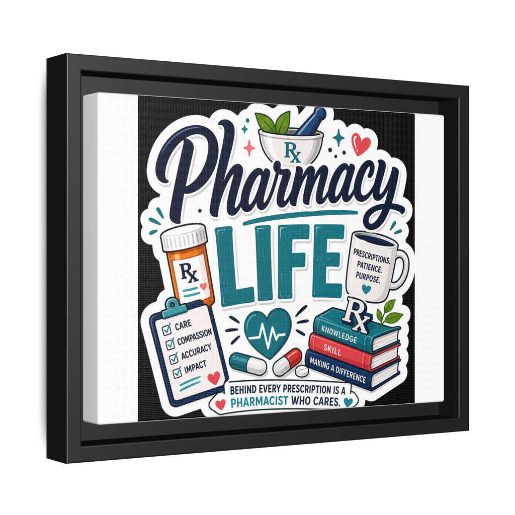 Pharmacy Life Framed Canvas Art — Colorful Pharmacist Wall Decor
