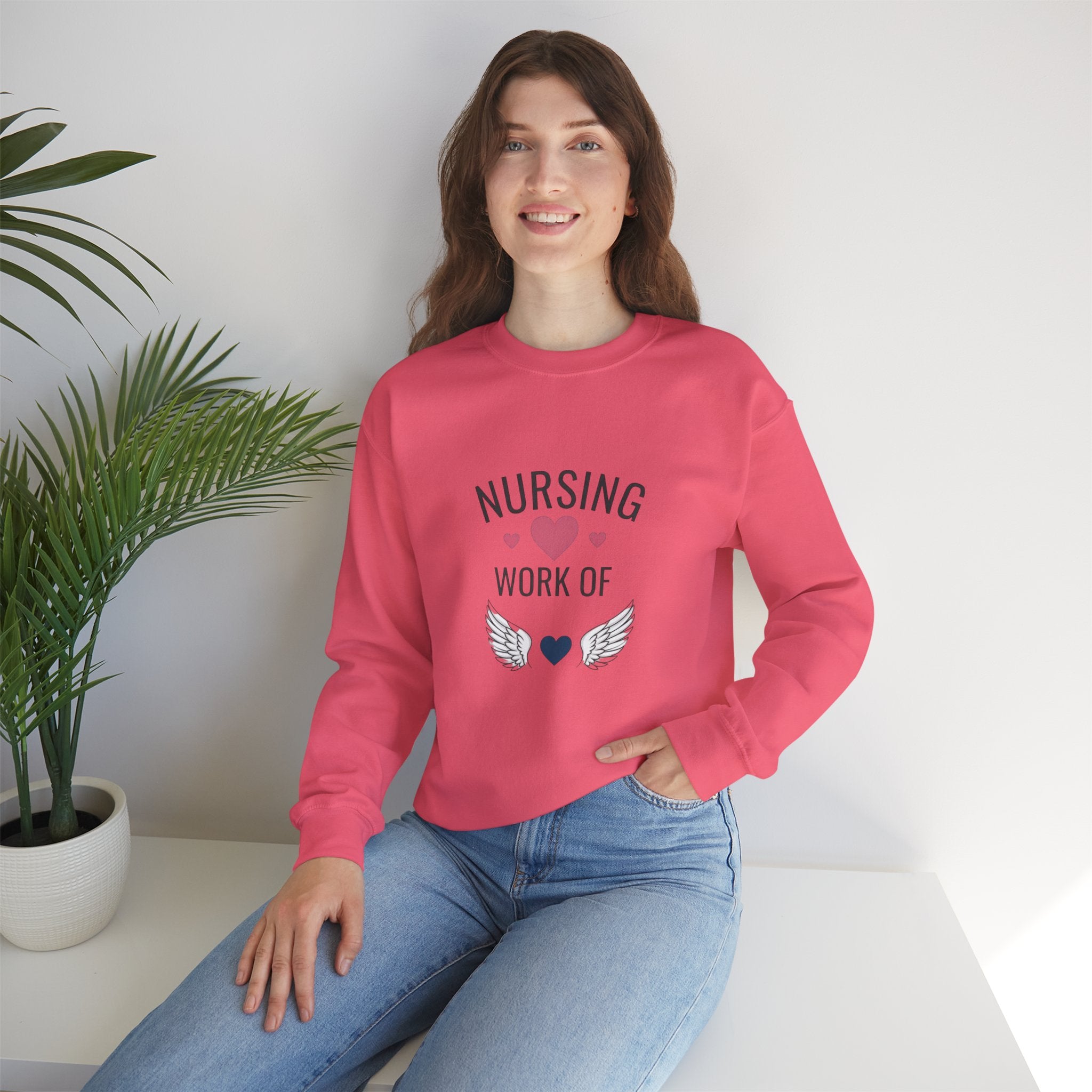 Nursing Work of Heart Crewneck Sweatshirt — Nurse Appreciation Pullover