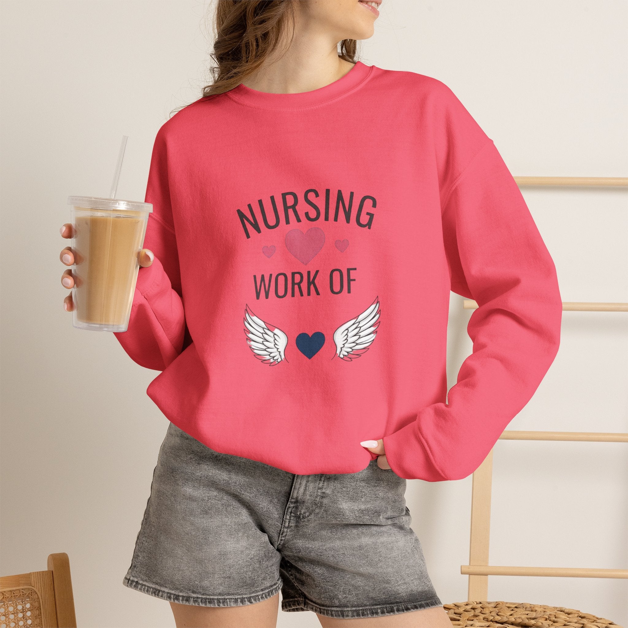 Nursing Work of Heart Crewneck Sweatshirt — Nurse Appreciation Pullover